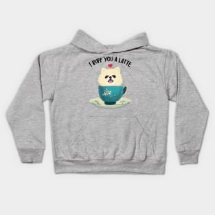 I Love Cutest Teacup Pomeranian Dog A Lot Cream White Pomeranian Puppy Kids Hoodie